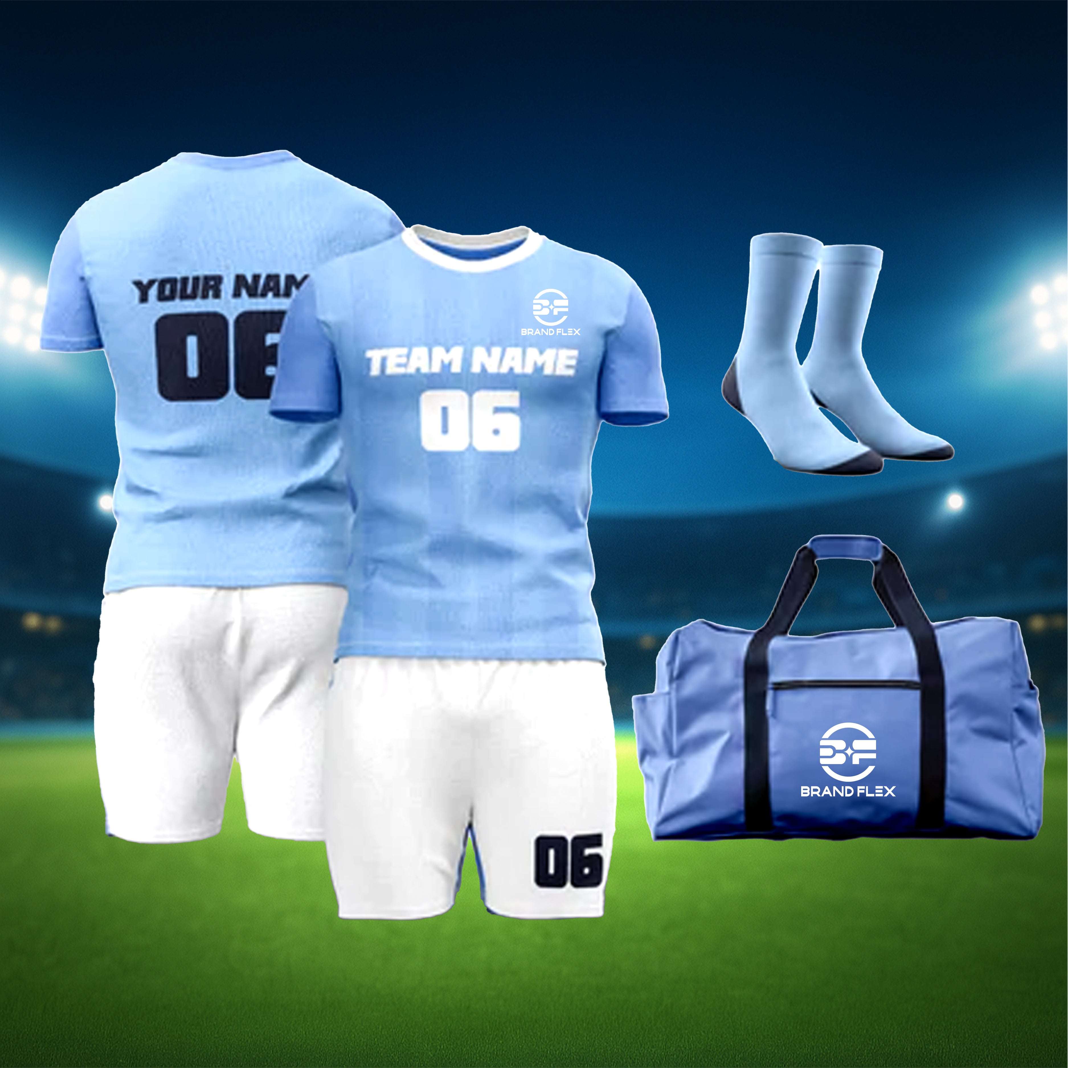 Football Pack (Jersey+Short+Socks+KitBag) with full sublimation and printing